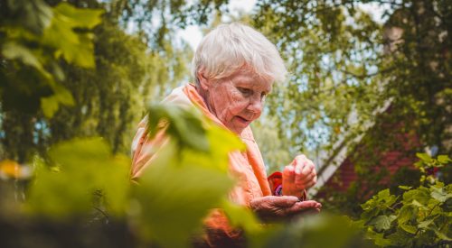 une senior dans la forêt